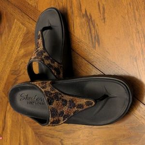 Skechers animal print bling sandals